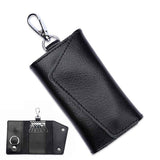 2 pack Compact Leather Car Key Case, Key Holder Key Organizer Wallet, with Card Holder Lightweight Organizer Keychain Black Wallet for Men & Women(Black)