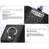 2 pack Compact Leather Car Key Case, Key Holder Key Organizer Wallet, with Card Holder Lightweight Organizer Keychain Black Wallet for Men & Women(Black)