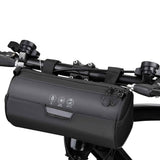 Bike Handlebar Bag Waterproof - Bicycle Handlebar Roll Bag with Large Reflective Area, Bike Front Pouch with Waterproof Zipper Shoulder Strap Removable Straps for Cycling (Cylinder, 2L)