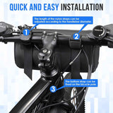 Bike Handlebar Bag Waterproof - Bicycle Handlebar Roll Bag with Large Reflective Area, Bike Front Pouch with Waterproof Zipper Shoulder Strap Removable Straps for Cycling (Cylinder, 2L)