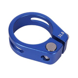Bike Bicycle Aluminum Alloy Seatpost Clamp, 34.9mm, for MTB, Road, Casual Bikes,for Mountain Bike Road Bike Gear Track Bike Folding Bike (Blue, 34.9mm)