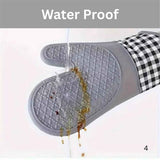 1 pair Soft Silicone Oven Mitts, Heat Resistant and Waterproof Cooking Gloves, Thick Cotton Lining, Flexible Gripping for Baking Grilling, Kitchen Potholders,29cm*18.5cm, Gray