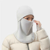 Cold Weather Ski Mask for Men Windproof Thermal Winter Scarf Mask Women Neck Warmer Hood for Cycling（Milk white gray）