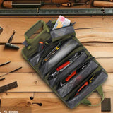 Tool Bag Roll Up, Heavy Duty Portable Soft Tool Storage Organization, Foldable Empty Rollup Organizer Rollable Carrying Toolbag, Dad Men Mechanic Welding Birthday Gift, Green