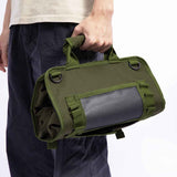 Tool Bag Roll Up, Heavy Duty Portable Soft Tool Storage Organization, Foldable Empty Rollup Organizer Rollable Carrying Toolbag, Dad Men Mechanic Welding Birthday Gift, Green