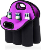 Set of 2 - Insulated Neoprene Wine Carrier Tote Bag + 6 Pack Beer Water Can Carrier Tote Bottle Holder Bottle Cooler Bag - Perfect for Travel with Secure Carry Handle