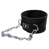 Pull-up Belt Weighted Dip Belt with Chain Double D-ring Weightlifting Back Support Strap Home Gym Equipment Waist Belt