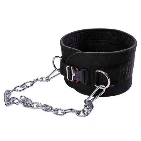 Pull-up Belt Weighted Dip Belt with Chain Double D-ring Weightlifting Back Support Strap Home Gym Equipment Waist Belt