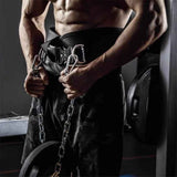 Pull-up Belt Weighted Dip Belt with Chain Double D-ring Weightlifting Back Support Strap Home Gym Equipment Waist Belt