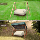 Porch Swing Cover, 56x32x25 Inches, Outdoor Swing Cover Waterproof for Patio Garden Furniture, Patio Swing Cover All Weather Protection ( Beige +brown)
