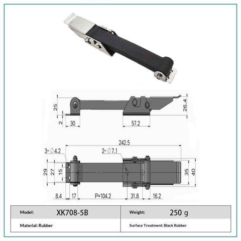 2 PCS Heavy Duty Premium SUS304 Stainless Steel Rubber Flexible Black Draw Latches Buckle (Style 3)