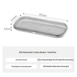 Dishwasher Basket, Stainless Steel Dishwasher Silverware Basket, Replacement Utensil Rectangular Mesh Drain for Small Items