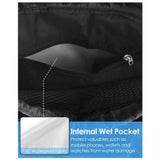 Swim Bag Beach Backpack with Wet Pocket Mesh Drawstring Bags for Swimming, Gym black Mesh Swim Bag Beach Drawstring Backpack, Waterproof Gym Bags for Women and Men