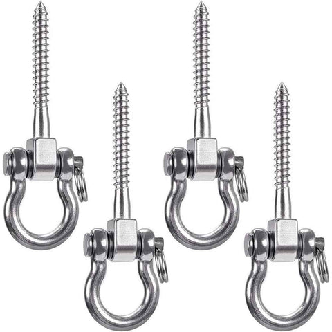 Heavy Duty 180° Swing Hangers, Stainless Steel Eye Screw Bracket,  Playground Yoga Hammock Rope Tire Web Chair Sandbag Punching Bag Porch Swing Sets (4 Pack)