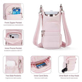 Water Bottle Holder Crossbody Bags for Women for Walking, Hiking, Cycling（pink）Tumbler with Handle, Cup Holder Pouch w/Adjustable Strap