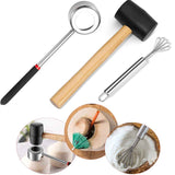 Coconut Opener Set for Young & Mature Coconuts by  |Coconut Tools for Meat Removal with Hammer & Stainless Steel Knife