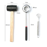 Coconut Opener Set for Young & Mature Coconuts by  |Coconut Tools for Meat Removal with Hammer & Stainless Steel Knife