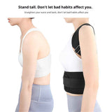 Magnetic therapy posture support back bracket adjustable posture corrector bracket shoulder back support strap - relieves neck, back, and spine pain (L)