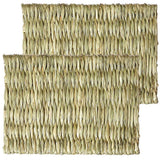 2pcs Woven Grass Mat - All Natural Chewable Grass Mat for Small Pets  Pig Foot Mat Rabbit Grass Nest Pet Supplies（small size）