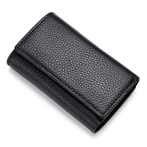 Cowhide Key Holder - Car Key Loop Wallet Slim Keychain Pouch - Practical Key Organizer for Men & Women (black)