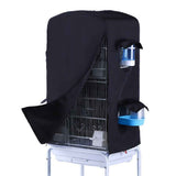 Bird Cage Cover for Night - Black Birdcage Cover with 4 Access Windows -Insulated Birdcage Cover with Dust Protection- Fits Parakeet, Cockatiel & Medium Cages