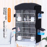 Bird Cage Cover for Night - Black Birdcage Cover with 4 Access Windows -Insulated Birdcage Cover with Dust Protection- Fits Parakeet, Cockatiel & Medium Cages