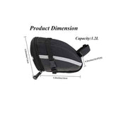 Bike Saddle Seat Bag – 1.2L Bicycle Saddle Bag Keep Bike Accessories – Bike Under Seat Pack for Essentials – Quick Release Bike Pouch – Reflective Stripes for Mountain Road Bikes