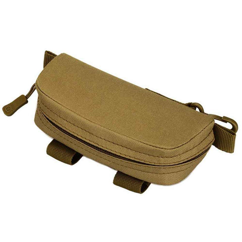 Eyeglasses Case Zipper Sunglasses Carrying Bag Nylon Men's Eyeglass Hard Box Cases with Clip,Spacious and Secure（khaki）
