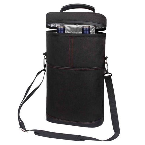 2 Bottle Leakproof Insulated Wine Tote Carrier Bag - Padded Cooler for Travel, Restaurants, Tasting, Parties, Great Gift for Wine Lovers (Only storage bag)