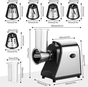 Electric Cheese Grater, 250W 5-in-1 Professional Cheese Grater Electric Vegetable Slicer, Electric Slicer Shredder for Veggies