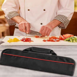 5 Pocket Chef Knife Case Roll Bag Bi-Fold (Black) Lightweight - Durable double-layer Oxford fabric – Perfect for the Busy Traveling Chef