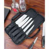 5 Pocket Chef Knife Case Roll Bag Bi-Fold (Black) Lightweight - Durable double-layer Oxford fabric – Perfect for the Busy Traveling Chef