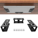 Under Desk Laptop Mount, Metal Under Desk Shelf Holder for Laptop, Mac mini, MacBook, Keyboard with Anti-Scratch Silicone (Black)