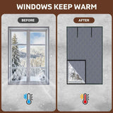 3 Layer 30*56 Inches Winter Insulated Window Curtain-Oxford Thermal Insulated Window Blanket with Fastener-Gray Window Insulation Kit for Winter Keeping Warm