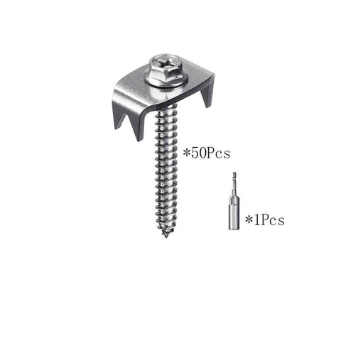 Fence Staples, 304 Stainless Steel Fence Nails for Softwood, Reusable Wire Fence Staples Screws for Mesh and Woven Fencing, 50pcs Fence Fasteners with Wire Fixer Hold Wire Firmly