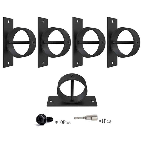 4 Packs 2inch Black Rope Support Holder with Cross Screw Securing Rope Drop Ring Brackets Stainless Steel Decorative for Hemp Rope Fencing Stair Deck Railing Ceiling Hook
