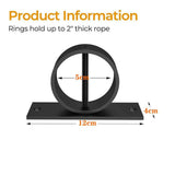 4 Packs 2inch Black Rope Support Holder with Cross Screw Securing Rope Drop Ring Brackets Stainless Steel Decorative for Hemp Rope Fencing Stair Deck Railing Ceiling Hook