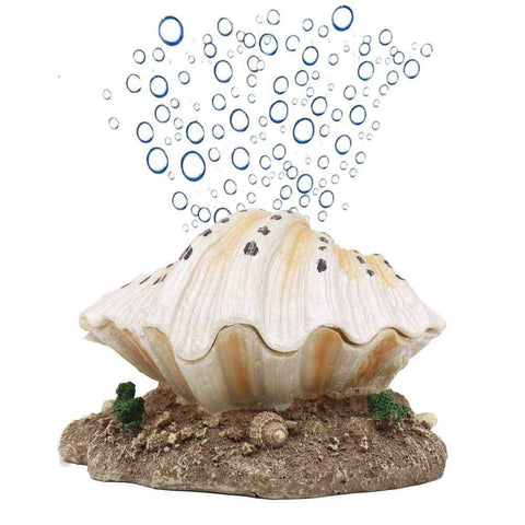 Aquarium Shell Decoration with Air Stone Bubble Tropical Clam Ornament  Aquarium Landscaping Decoration