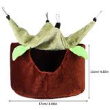 Two Layers Bird Parrot Bed Nest Snuggle Hammock for Parakeet Lovebird Cockatoos,Warm Sugar Glider Ferret Bed Plush Hideout House for Guinea Pig Hamster (Brown M)
