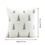 Christmas Pillow Covers 18x18 inch Set of 2 Green Embroidered Christmas Tree Decoration Beige Soft Plush Faux Fur Jacquard Throw Pillows for Bedroom Sofa Holiday Winter Home Decor