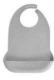 Adjustable Silicone Adult Bib, Washable Bib for Men & Women, Waterproof bib for Elderly with Crumb Catcher（Gray）