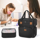 Nail Polish Organizer, Nail Polish Storage Holds 84 Bottles, Nail Organizers and Storage Bag Travel Case -Black