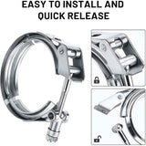 3.0 Inch V Band Clamp for Flange Kit Stainless Steel (with flanges) 304 Stainless Steel, for Turbo Exhaust Downpipe, Racing Pickup Truck Exchange Exhaust Systems