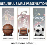 Ball Display Stand with Anti-Slip Mat, 1.3inch Pegs Acrylic Sleek Holder for Different Size Basketball, Soccer Ball, Football, Sturdy Memorabilia Display Case-Black (4 Packs)