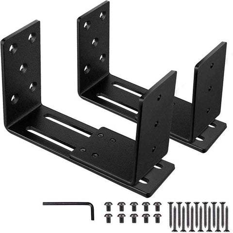 Adjustable Barricade Brackets (2pcs) - Drop Open Bar Holder for Security Door Reinforcement Steel U Bracket for Outswing and Inswing Doors or Gates
