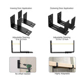 Adjustable Barricade Brackets (2pcs) - Drop Open Bar Holder for Security Door Reinforcement Steel U Bracket for Outswing and Inswing Doors or Gates
