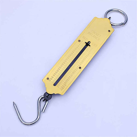 Pocket Spring Balance | max. 50 kg Fishing Scale with Hook Portable Mechanical Luggage Scale Weight Scale Auto-Off Function for Household, Shops, Luggage, Travel, Fishing, Outdoors