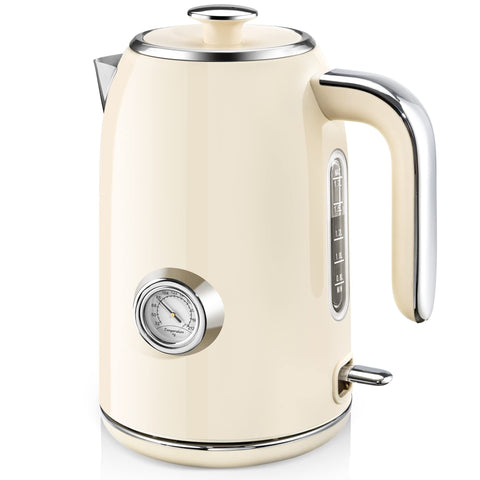 Electric Kettle, 1.7L Stainless Steel Tea Kettle with Temperature Gauge, Water Boiler with LED Light, BPA-Free, Auto Shut-Off