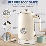 Electric Kettle, 1.7L Stainless Steel Tea Kettle with Temperature Gauge, Water Boiler with LED Light, BPA-Free, Auto Shut-Off