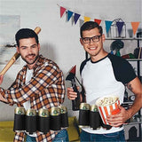 2 Pcs Beer Belt Holder for Men 6 Cans Beer Can Holder for Drinking Adjustable Black Drinking Accessories for Halloween Christmas Men Women Outdoor Camping Hiking Picnic Party